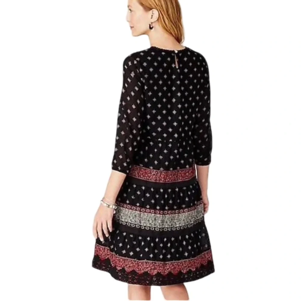 NWT J. Jill Black Floral Pintucked Lace Dress - Picture 3 of 7